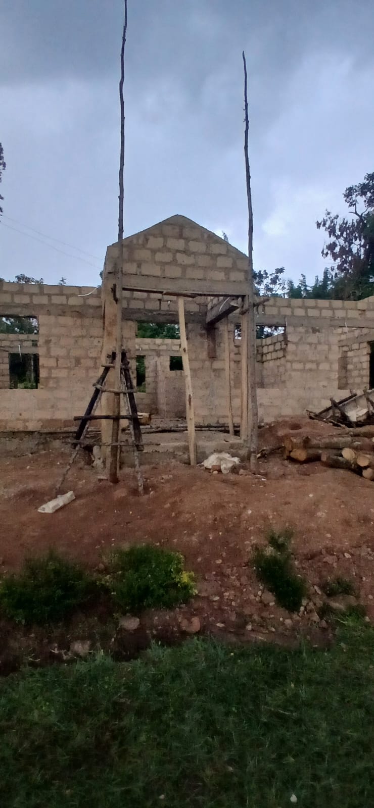 The staffroom and administration block at Mabanga under construction